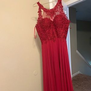 Burgundy-red bridesmaid dress